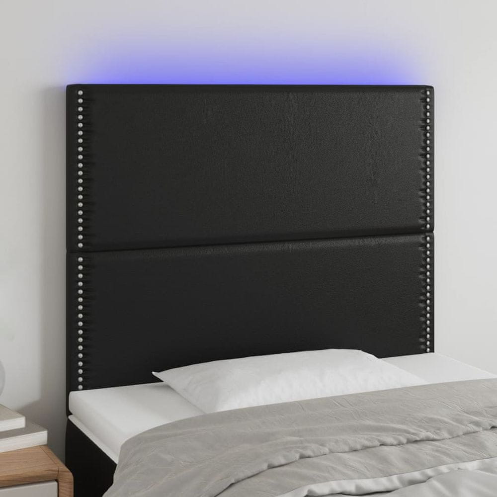Vidaxl Čelo postele s LED čierne 90x5x118/128 cm umelá koža